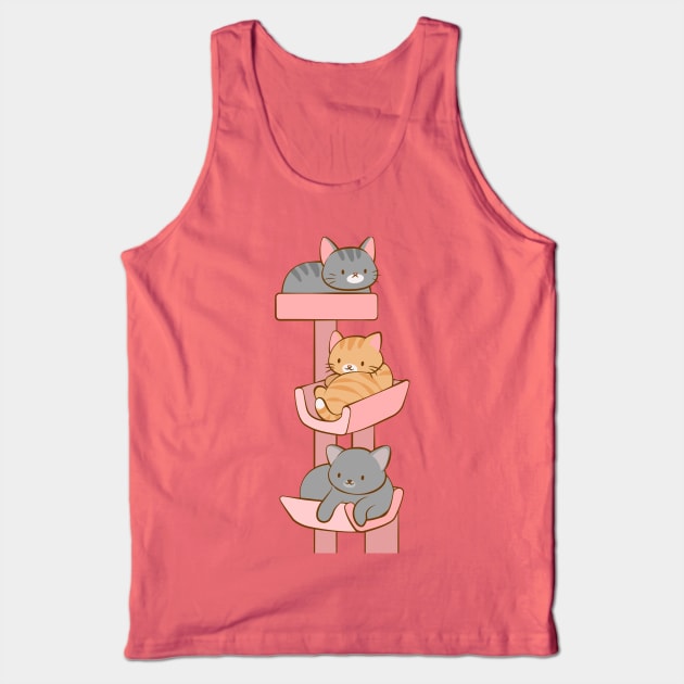 Kawaii Kitty Cat Tree Tank Top by Irene Koh Studio